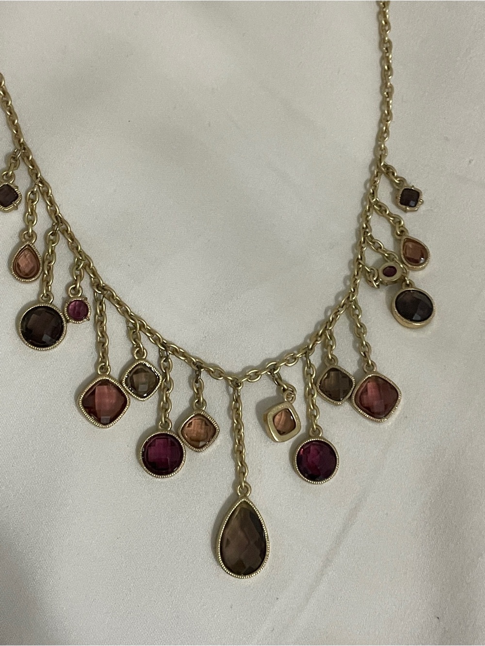 Lauren Ralph Lauren Gold-Tone Multi Gemstone Dangle Necklace - Pink & Brown